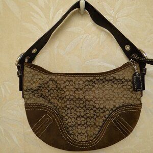 COACH Preowned Soho Signature Logo Small Shoulder Bag; Brown Signature Fabric